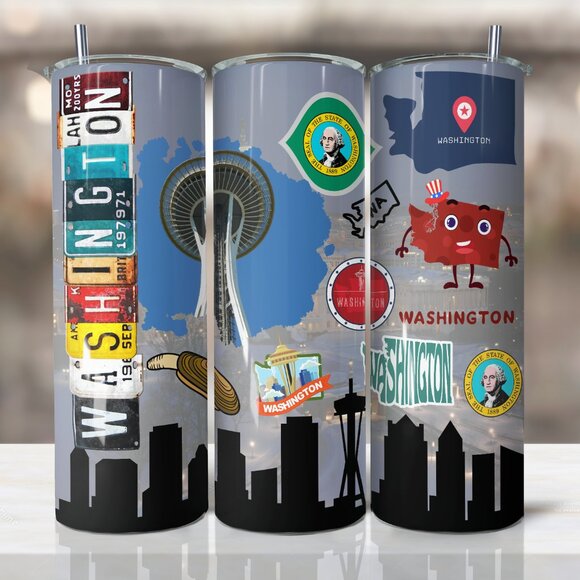 Washington Tumbler, Washington State Tumbler, Washington Sublimation Tumbler - Picture 1 of 7
